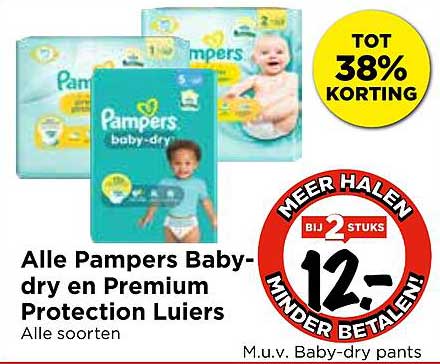 Alle Pampers Baby-dry en Premium Protection Luiers