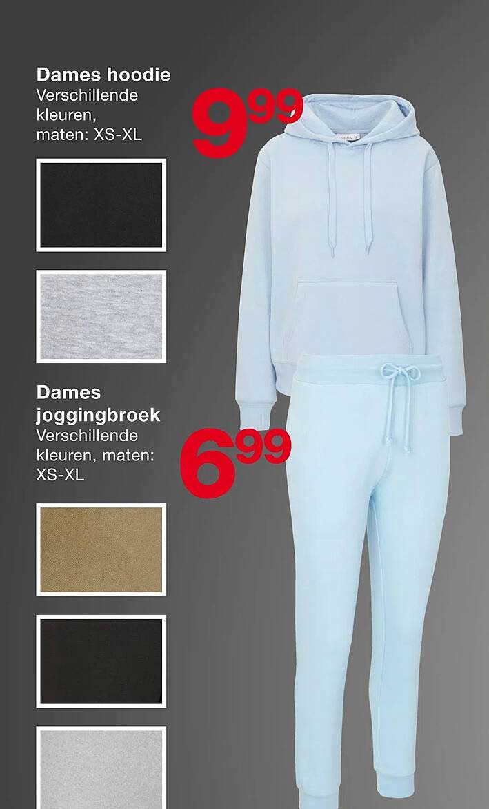 Dames hoodie  
Dames joggingbroek  