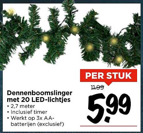 Dennenboomslinger met 20 LED-lampjes