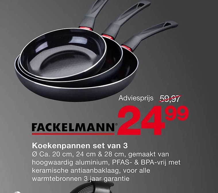 FACKELMANN Koekenpannen set van 3