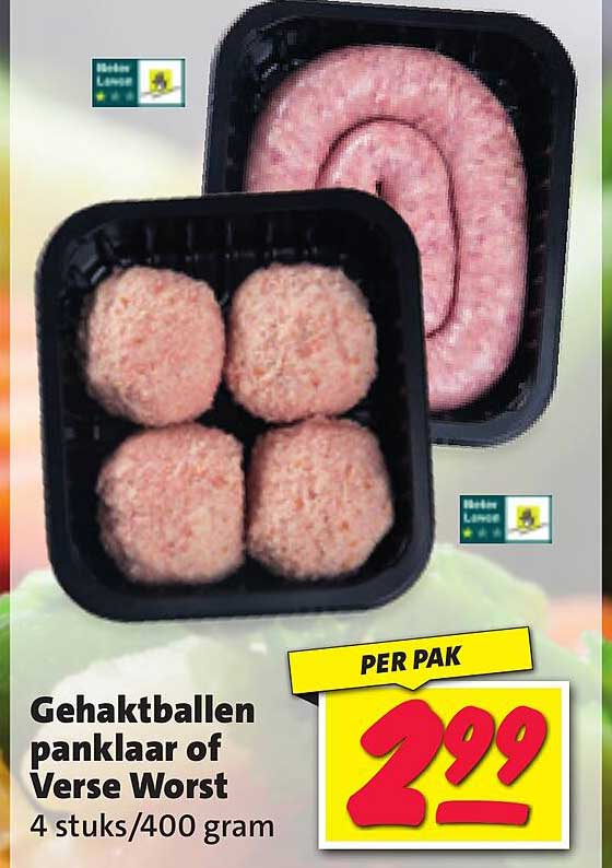 Gehaktballen panklaar of Verse Worst