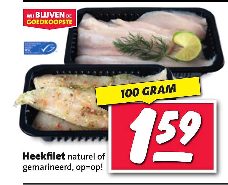 Heekfilet natuur of gemarineerd, op=op!