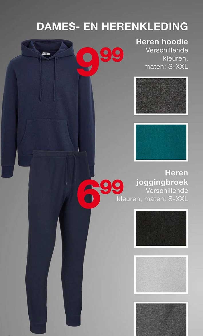 Heren hoodie  
Heren joggingsbroek