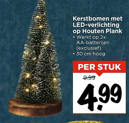 Kerstbomen met LED-verlichting op Houten Plank