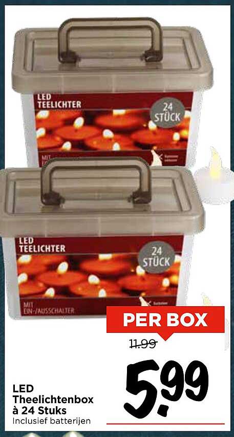 LED Theelichtenbox à 24 Stuks