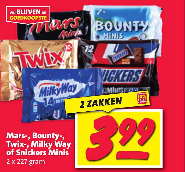 Mars-, Bounty-, Twix-, Milky Way of Snickers Minis