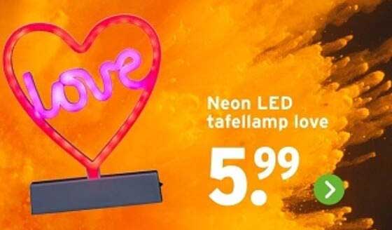 Neon LED tafelamp love