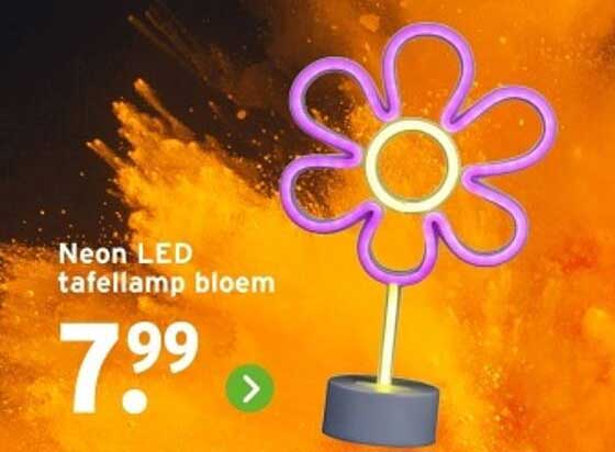 Neon LED tafellamp bloem