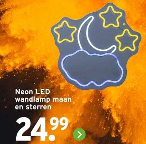 Neon LED wandlamp maan en sterren