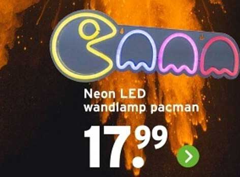 Neon LED wandlamp pacman