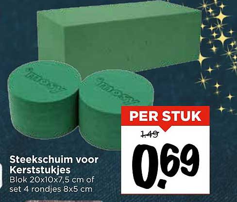 Steekschuim voor Kerststukjes