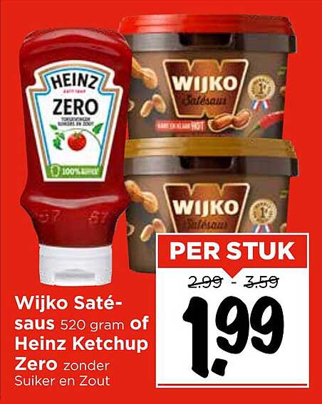 Wijko Satésaus of Heinz Ketchup Zero