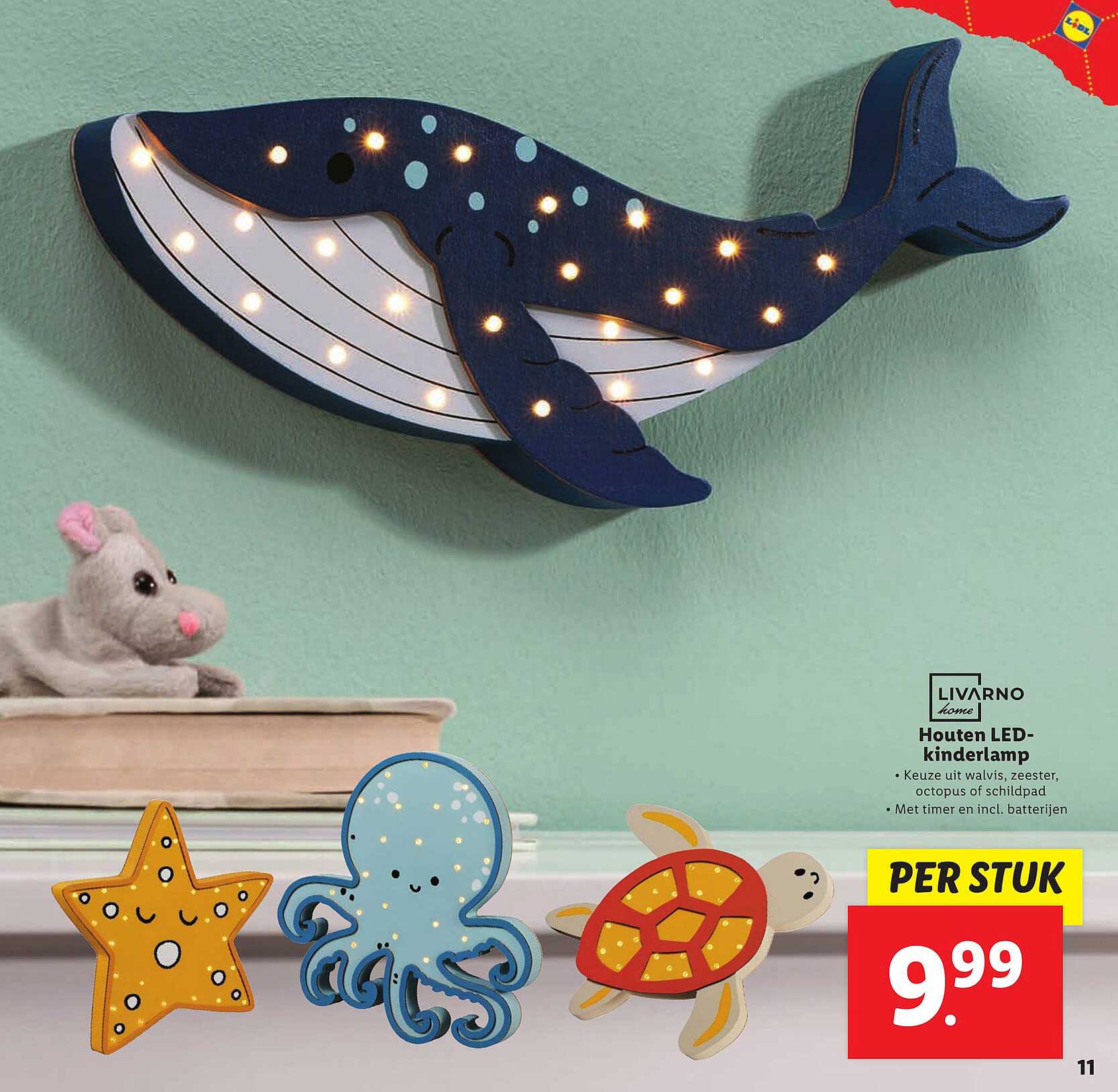 Houten LED-kinderlamp