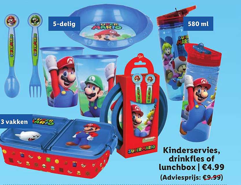 Kinderservies, drinkfles of lunchbox