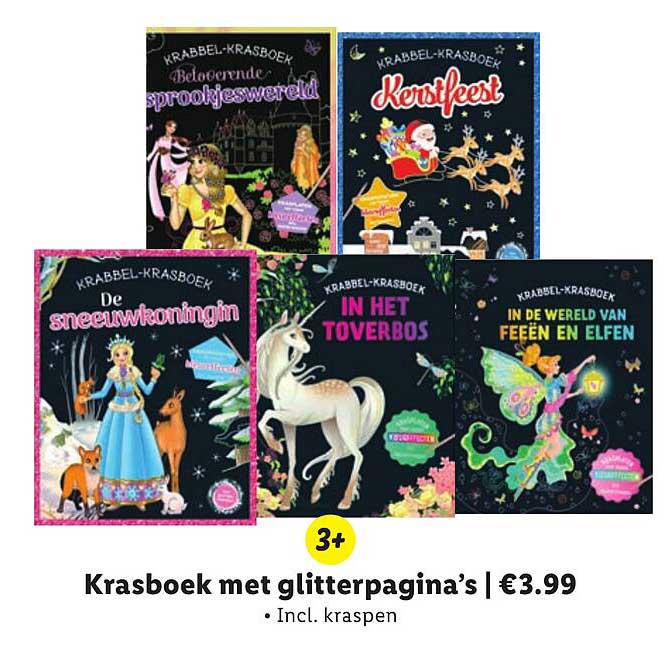 Krasboek met glitterpagina’s