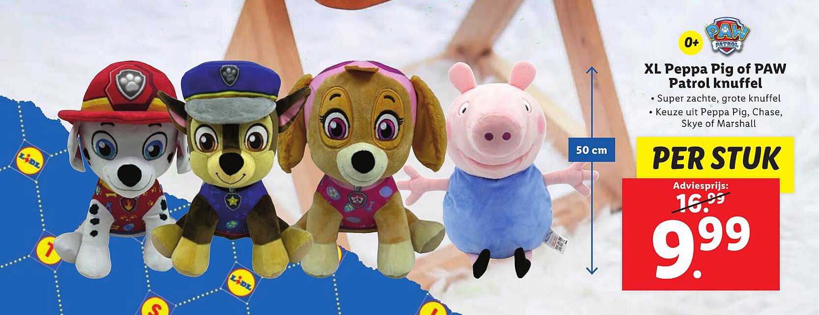 XL Peppa Pig of PAW Patrol knuffel