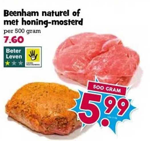 Beenham naturel of met honing-mosterd