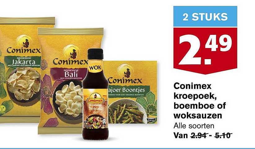 Conimex kroepoek, boemboe of woksauzen