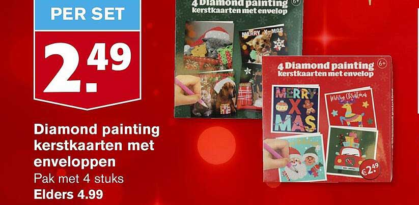 Diamond painting kerstkaarten met enveloppen