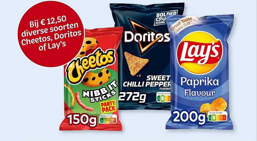 Diversen soorten Cheetos, Doritos of Lay's