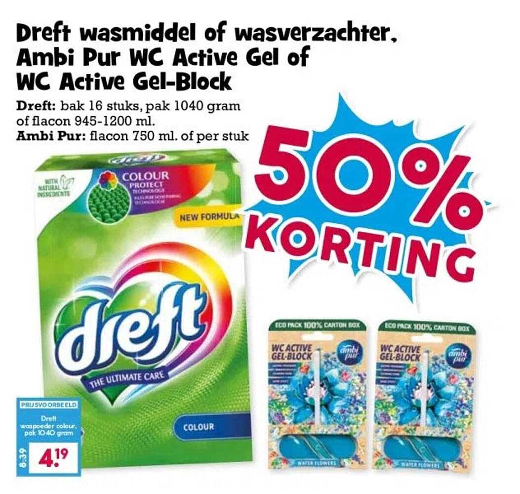 Dreft wasmiddel of wasverzachter, Ambi Pur WC Active Gel of WC Active Gel-Block