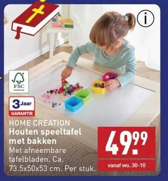 HOME CREATION Houten speeltafel met bakken