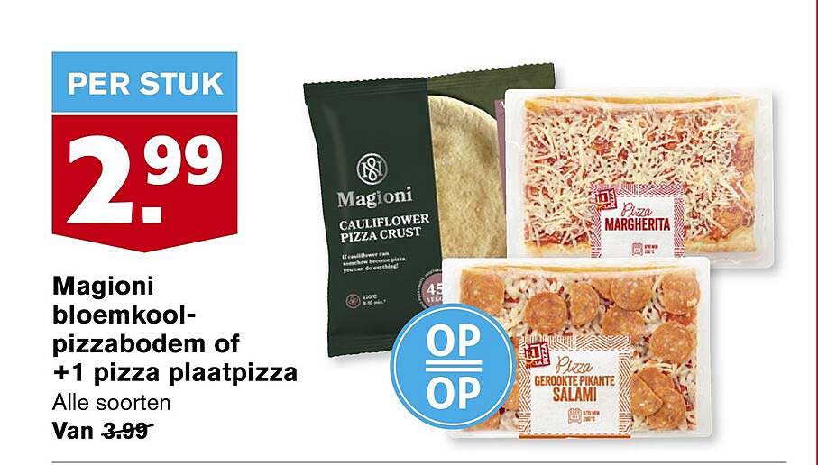 Magioni bloemkool-pizzabodem of +1 pizza plaatpizza