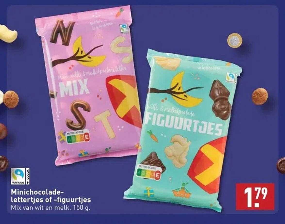 Minichocoladelettertjes of -figuurtjes