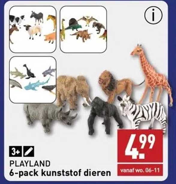 PLAYLAND 6-pack kunststof dieren