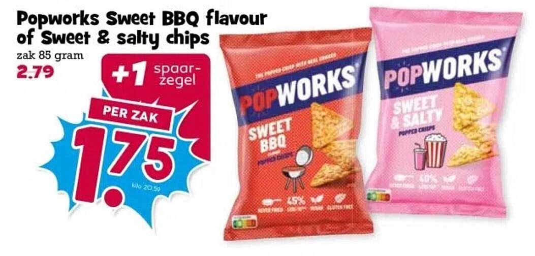 Popworks Sweet BBQ flavour of Sweet & salty chips