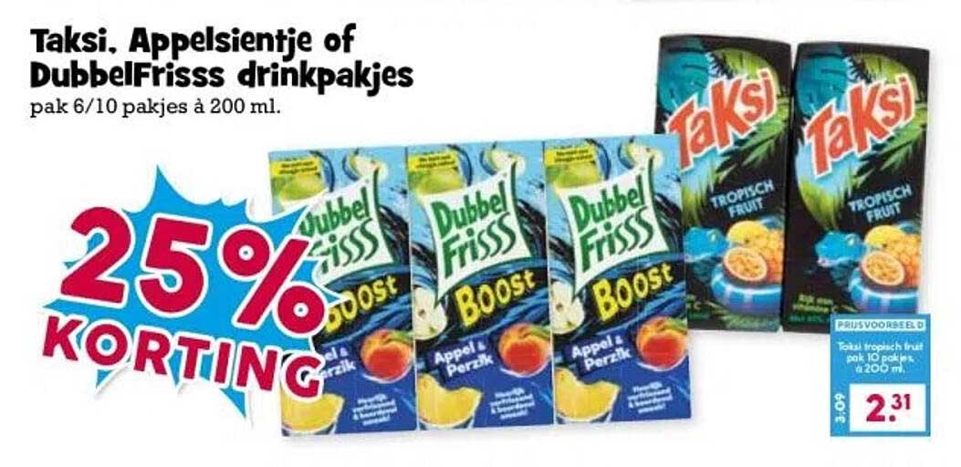 Taksi, Appelsientje of DubbelFrisss drinkpakjes