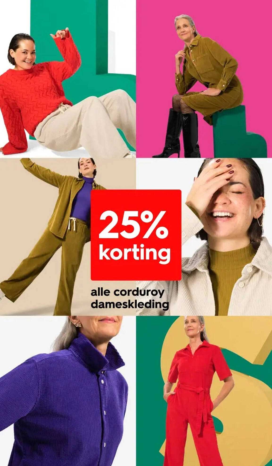 25% korting alle corduroy dameskleding