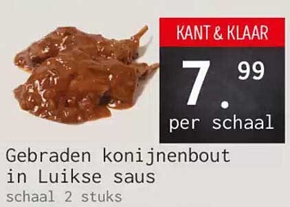 Gebraden konijnenbout in Luikse saus