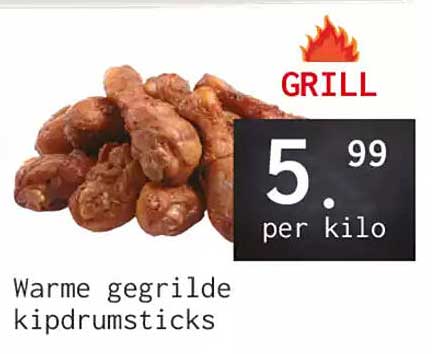 Warme gegrilde kipdrumsticks