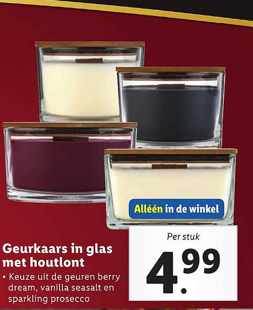 Geurkaars in glas met houtlont