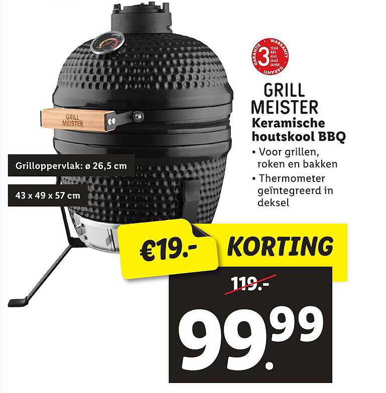 GRILL MEISTER Keramische houtskool BBQ