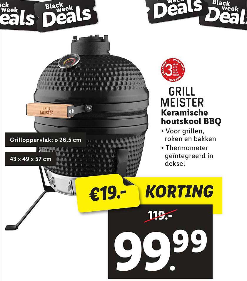 GRILL MEISTER Keramische houtskool BBQ