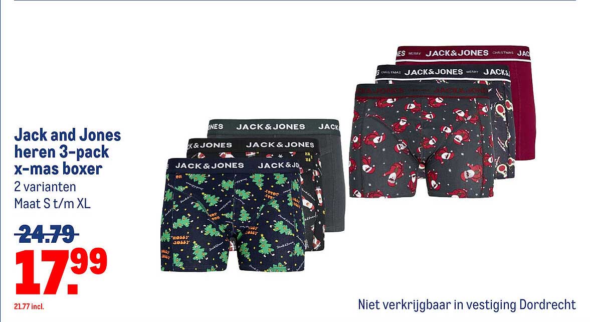 Jack and Jones heren 3-pack x-mas boxer