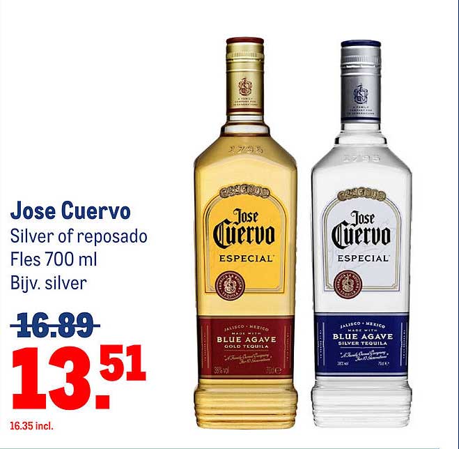 Jose Cuervo Silver of reposado Fles 700 ml