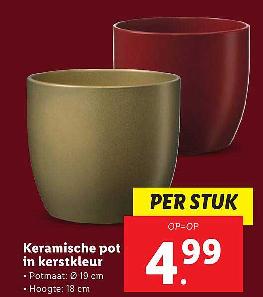 Keramische pot in kerstkleur