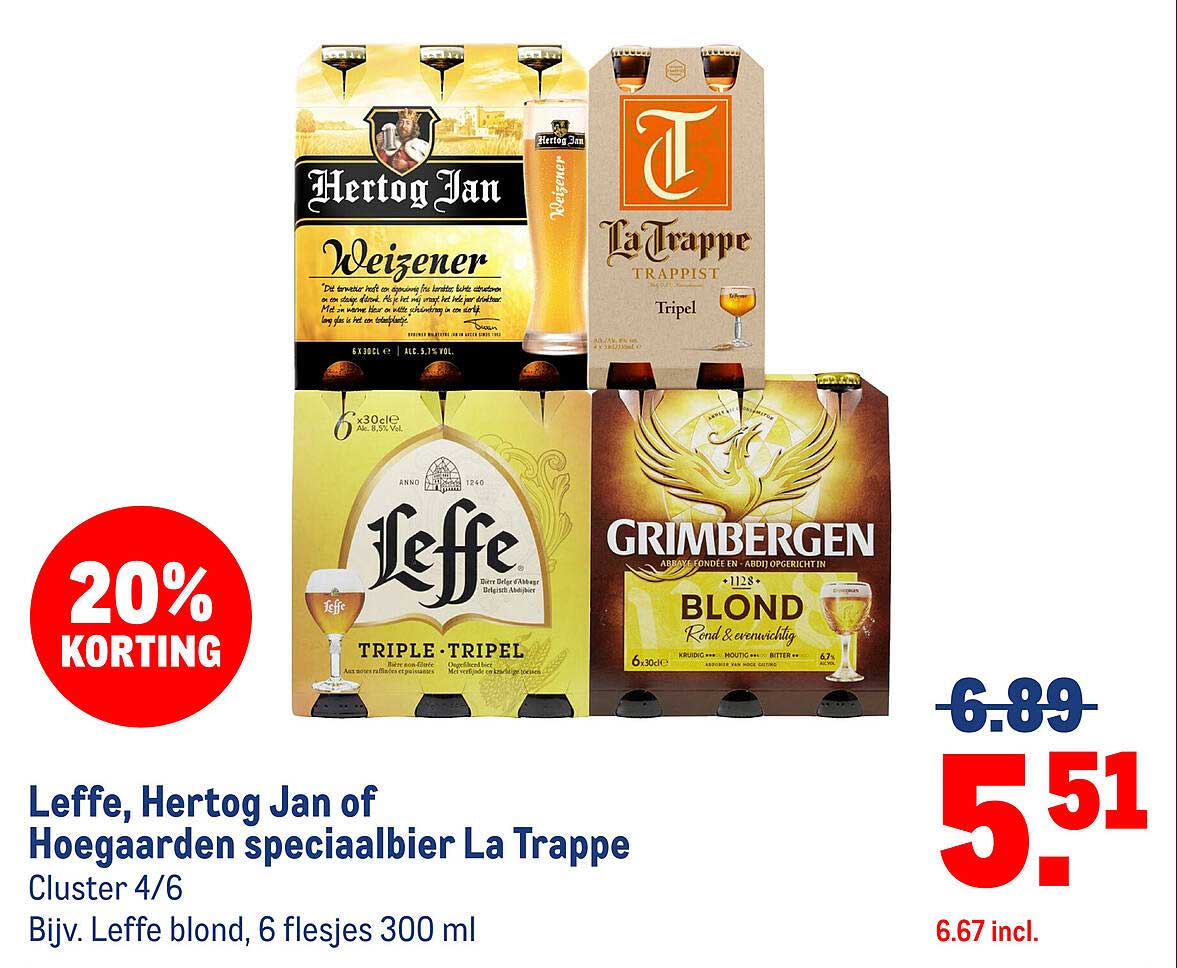 Leffe, Hertog Jan of Hoegaarden speciaalbier La Trappe