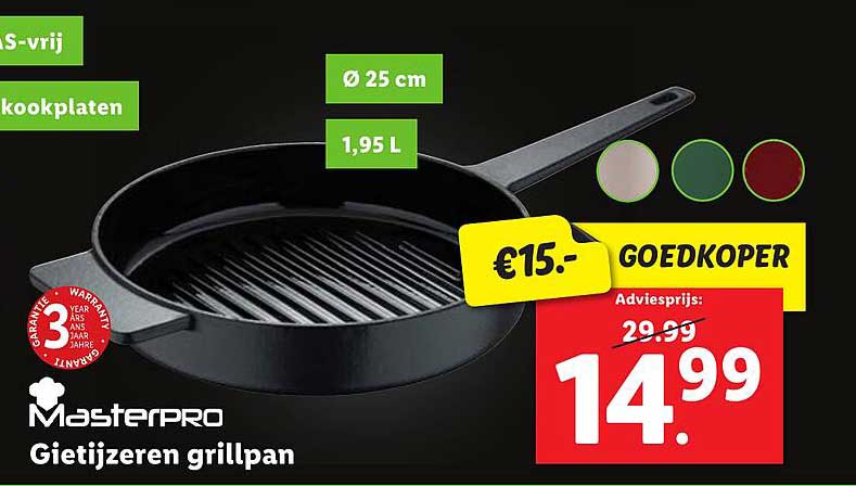 Masterpro Gietijzeren grillpan