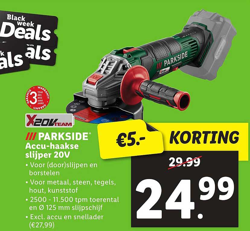 PARKSIDE Accu-haakse slijper 20V