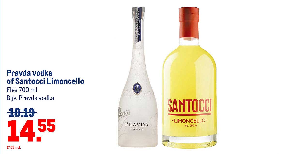 Pravda vodka of Santocci Limoncello