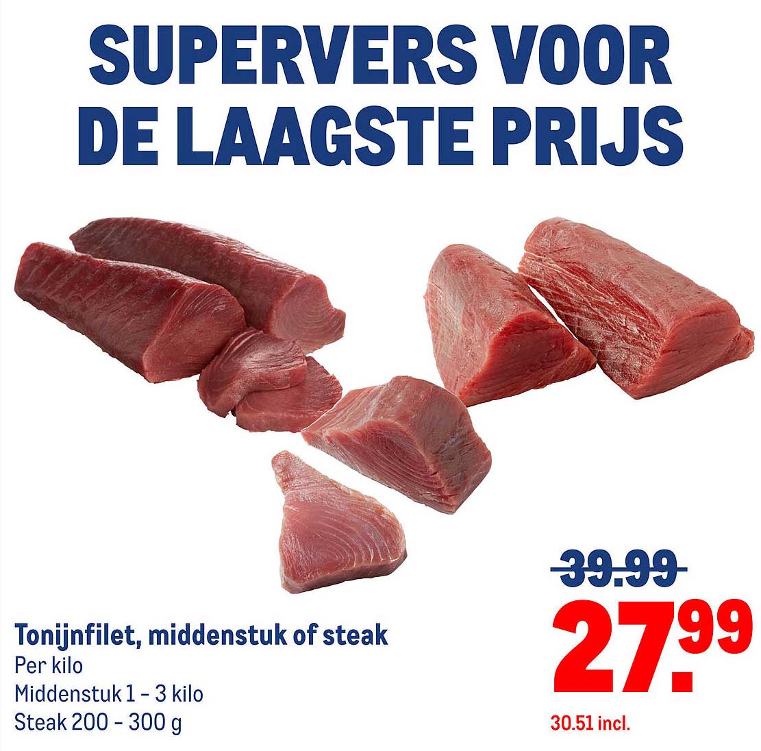 Tonijnfilet, middenstuk of steak