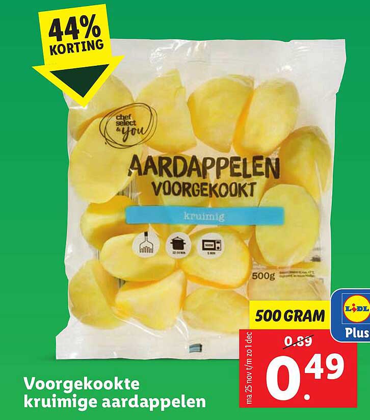 Voorgekookte kruimige aardappelen