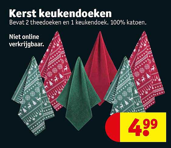 Keukendoeken & servetten kerst - Brocante Bloemen