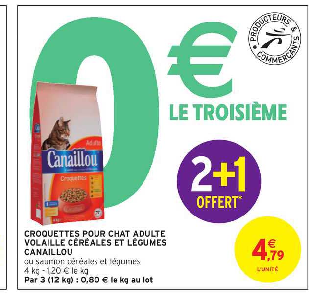 Offre Croquettes Pour Chat Adulte Volaille Cereales Et Legumes Canaillou 2 1 Offert Chez Intermarche