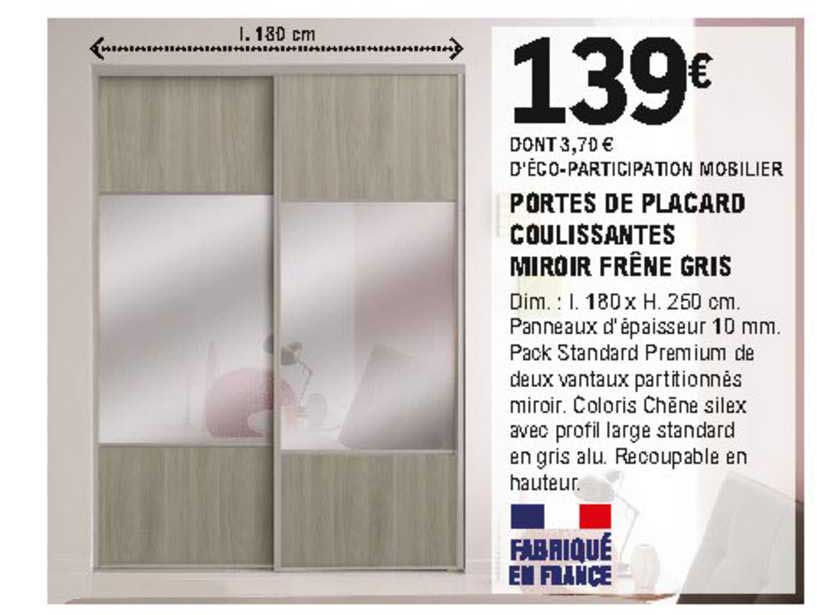 Porte de Placard Silex Coulissantes Sous-comble Gris - Mr.Bricolage