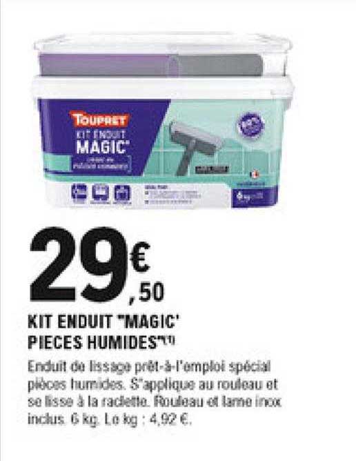 Offre Kit Enduit "magic' Piece Humides" Touprêt chez ELeclerc Brico